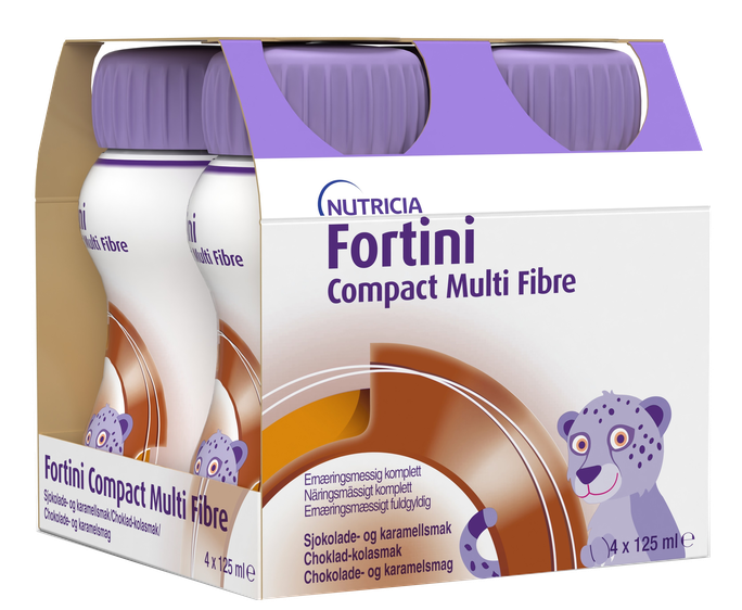 NUTRICIA Fortini Compact Multi Fibre Šokolādes-Karameļu, 4 × 125 ml enerģētisks dzēriens