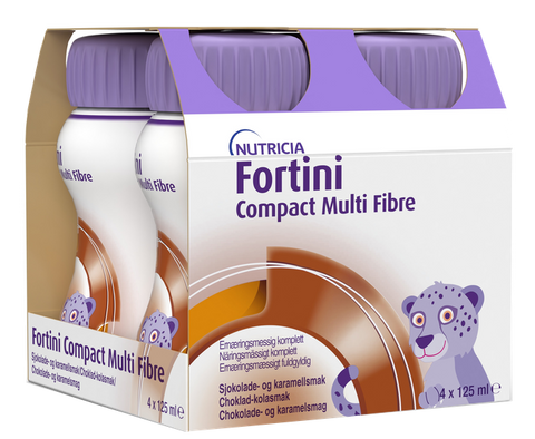 NUTRICIA Fortini Compact Multi Fibre Šokolādes-Karameļu, 4 × 125 ml enerģētisks dzēriens