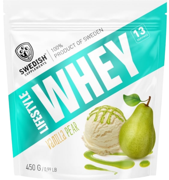 Whey Vanilla Pear pulveris no SWEDISH SUPPLEMENTS Lifestyle, 450 g
