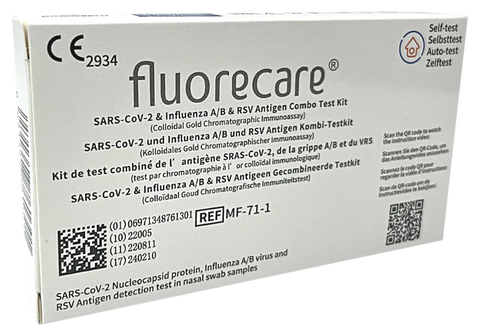 FLUORECARE 1 gab. COVID-19, gripas A/B un RSV kombinētais antigēna tests