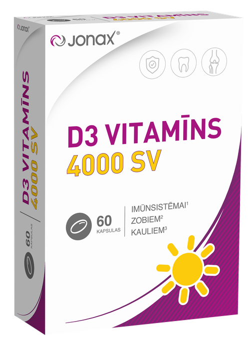 D3 vitamīns JONAX 4000 SV — 60 kapsulas