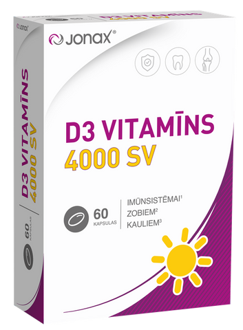 D3 vitamīns JONAX 4000 SV — 60 kapsulas