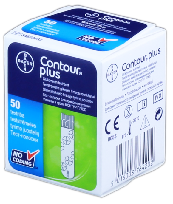 CONTOUR Plus, 50 testa strēmeles glikozei