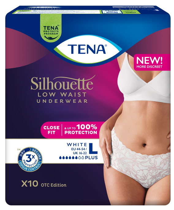 TENA Silhouette Plus White L apakšveļa urīna nesaturēšanai, iepakojumā 10 gab.