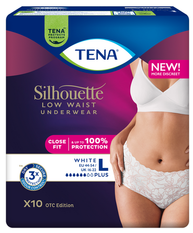 TENA Silhouette Plus White L apakšveļa urīna nesaturēšanai, iepakojumā 10 gab.