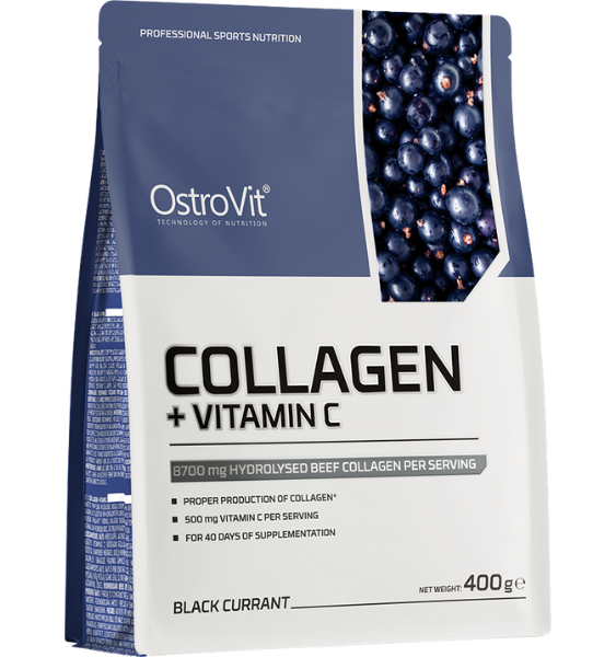 OSTROVIT Collagen+VitaminC Melnas ābeles smaķis, pulveris 400 g