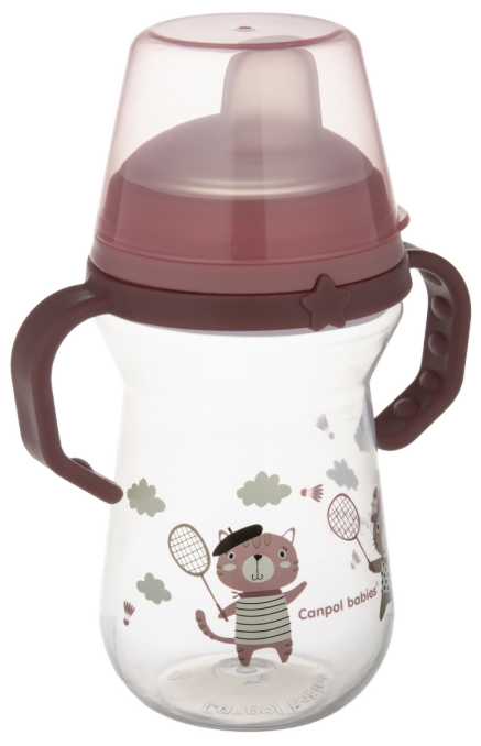 CANPOL BABIES FirstCup Bonjour Paris Pink - 250 ml krūzīte ar ergonomiskiem rokturiem