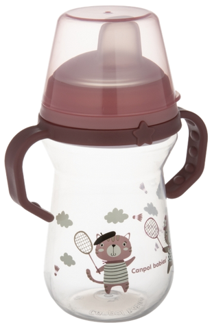 CANPOL BABIES FirstCup Bonjour Paris Pink - 250 ml krūzīte ar ergonomiskiem rokturiem
