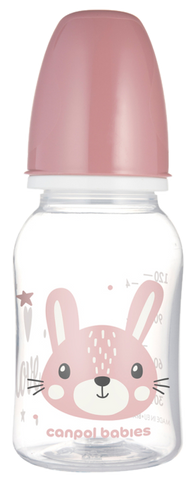 CANPOL BABIES pudelīte Cute Animals rozā krāsā, 120 ml